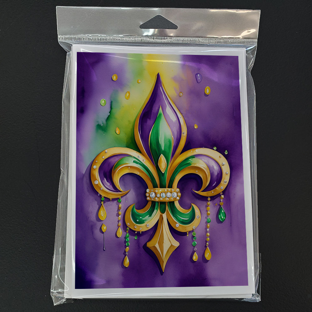 Fleur de lis Mardi Gras Greeting Cards Pack of 8 Blank Cards with Envelopes Whimsical A7 Size 5x7