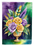 Flowers Mardi Gras House Flag 28x40 Porch Sleeve Pole Decorative Outside Yard Banner Artwork Wall Hanging, Polyester