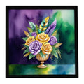 Flowers Mardi Gras Framed Metal Print Bathroom, Kitchen, Office, Home Decor Wall Art Ready to Hang, Square, 8X8