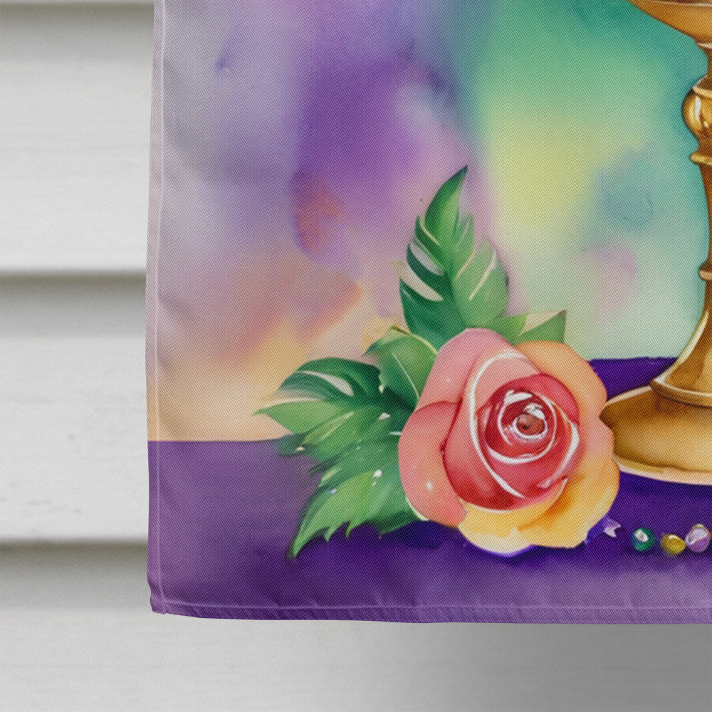 Goblet Mardi Gras House Flag 28x40 Porch Sleeve Pole Decorative Outside Yard Banner Artwork Wall Hanging, Polyester