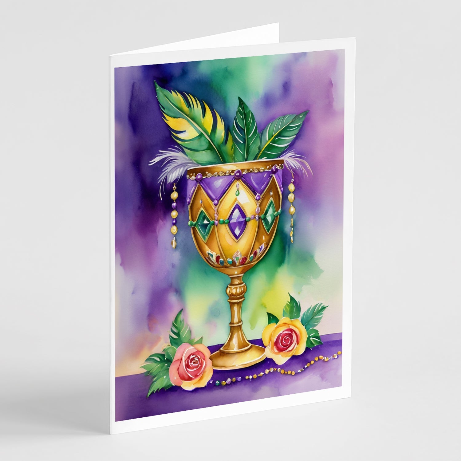 Goblet Mardi Gras Greeting Cards Pack of 8 Blank Cards with Envelopes Whimsical A7 Size 5x7