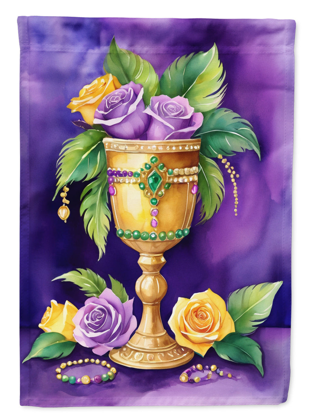 Goblet Mardi Gras House Flag 28x40 Porch Sleeve Pole Decorative Outside Yard Banner Artwork Wall Hanging, Polyester