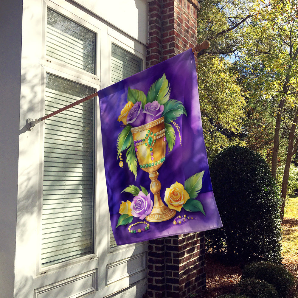 Goblet Mardi Gras House Flag 28x40 Porch Sleeve Pole Decorative Outside Yard Banner Artwork Wall Hanging, Polyester