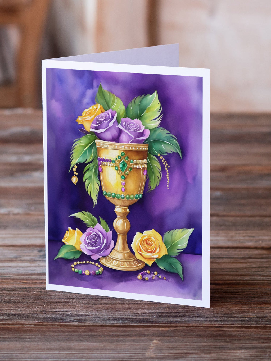 Goblet Mardi Gras Greeting Cards Pack of 8 Blank Cards with Envelopes Whimsical A7 Size 5x7