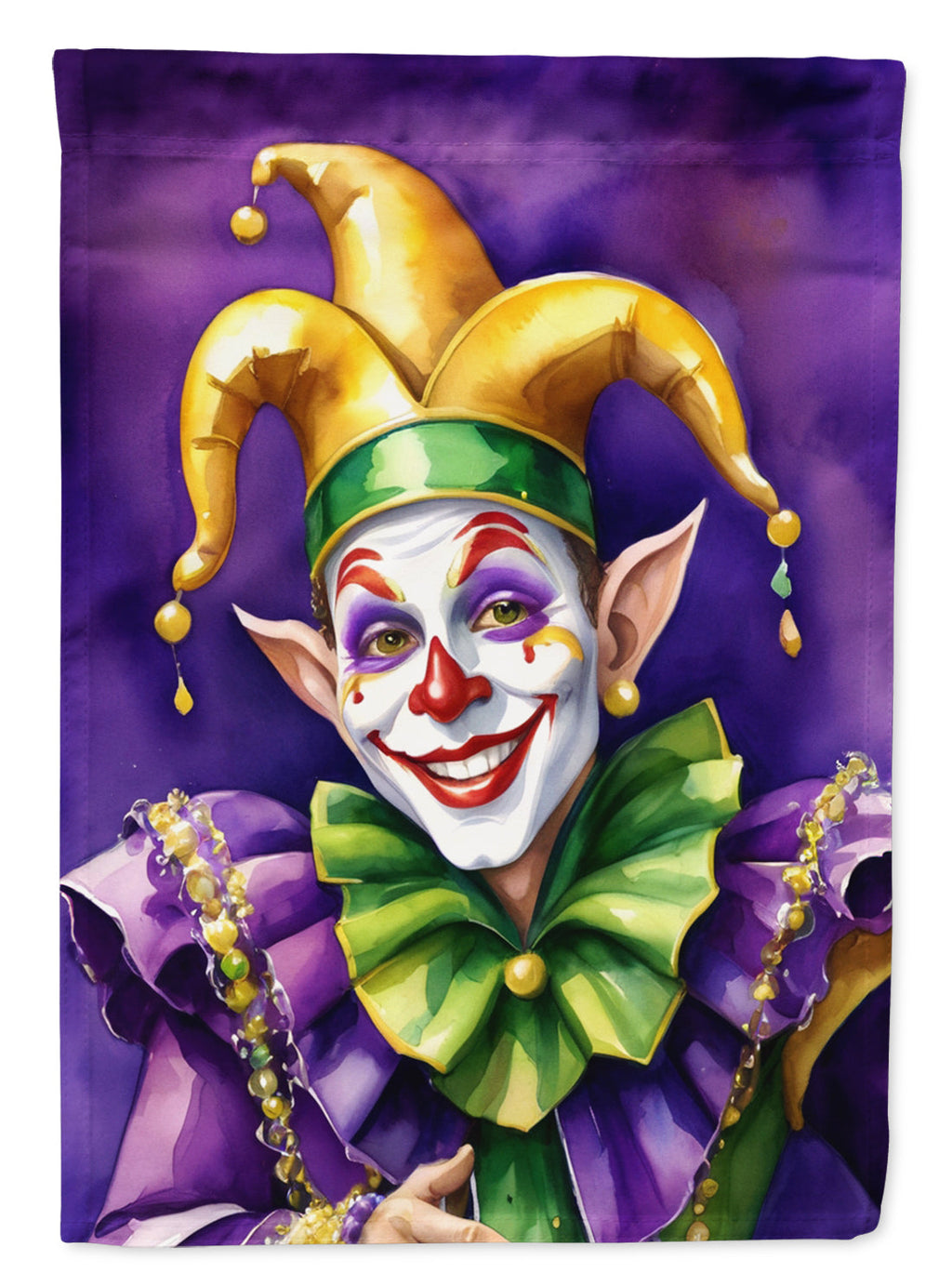 Jester Mardi Gras House Flag 28x40 Porch Sleeve Pole Decorative Outside Yard Banner Artwork Wall Hanging, Polyester