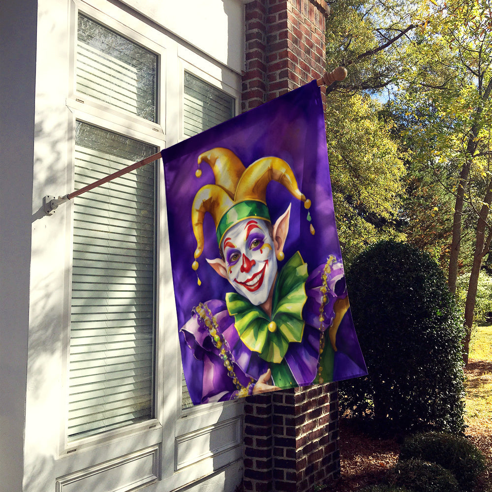 Jester Mardi Gras House Flag 28x40 Porch Sleeve Pole Decorative Outside Yard Banner Artwork Wall Hanging, Polyester