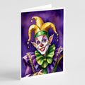 Jester Mardi Gras Greeting Cards Pack of 8 Blank Cards with Envelopes Whimsical A7 Size 5x7