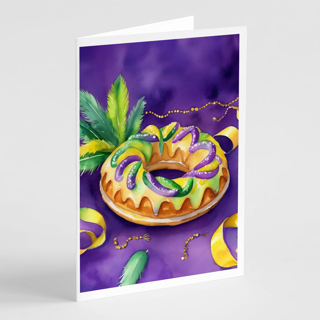 King Cake Mardi Gras Greeting Cards Pack of 8 Blank Cards with Envelopes Whimsical A7 Size 5x7