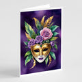 Mask Mardi Gras Greeting Cards Pack of 8 Blank Cards with Envelopes Whimsical A7 Size 5x7