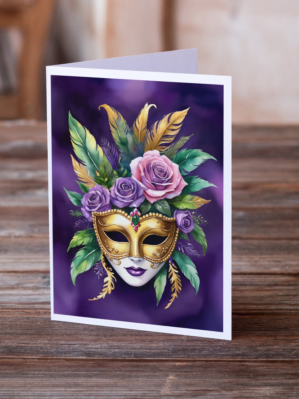 Mask Mardi Gras Greeting Cards Pack of 8 Blank Cards with Envelopes Whimsical A7 Size 5x7