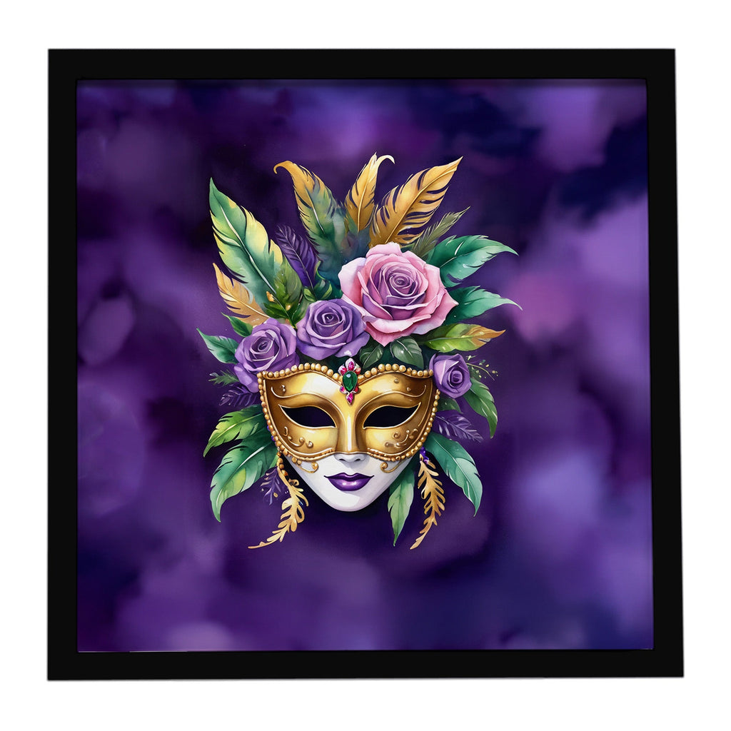 Mask Mardi Gras Framed Metal Print Bathroom, Kitchen, Office, Home Decor Wall Art Ready to Hang, Square, 8X8