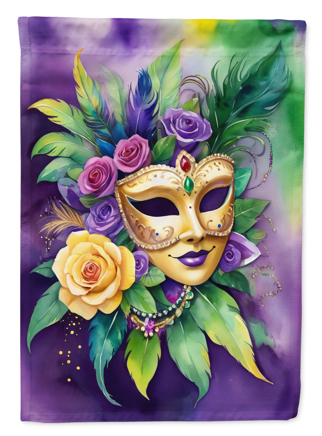 Mask Mardi Gras House Flag 28x40 Porch Sleeve Pole Decorative Outside Yard Banner Artwork Wall Hanging, Polyester