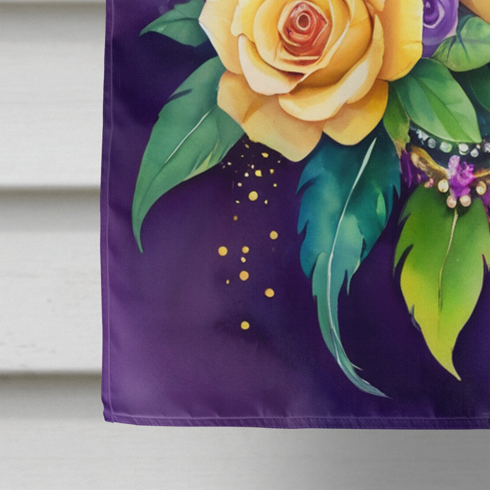 Mask Mardi Gras House Flag 28x40 Porch Sleeve Pole Decorative Outside Yard Banner Artwork Wall Hanging, Polyester