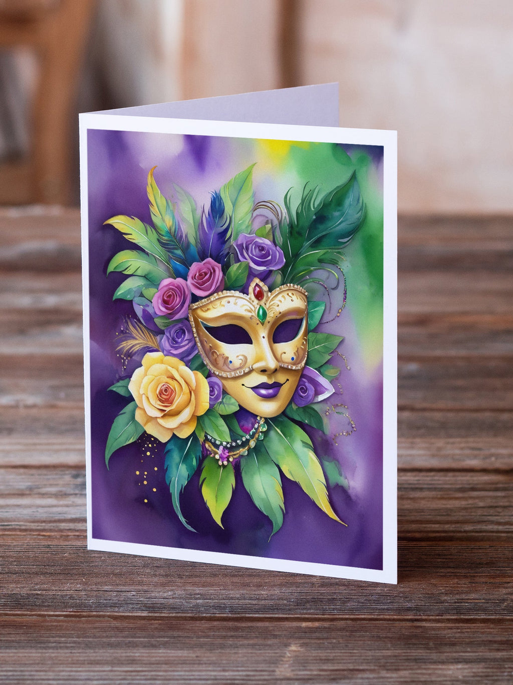 Mask Mardi Gras Greeting Cards Pack of 8 Blank Cards with Envelopes Whimsical A7 Size 5x7