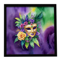 Mask Mardi Gras Framed Metal Print Bathroom, Kitchen, Office, Home Decor Wall Art Ready to Hang, Square, 8X8