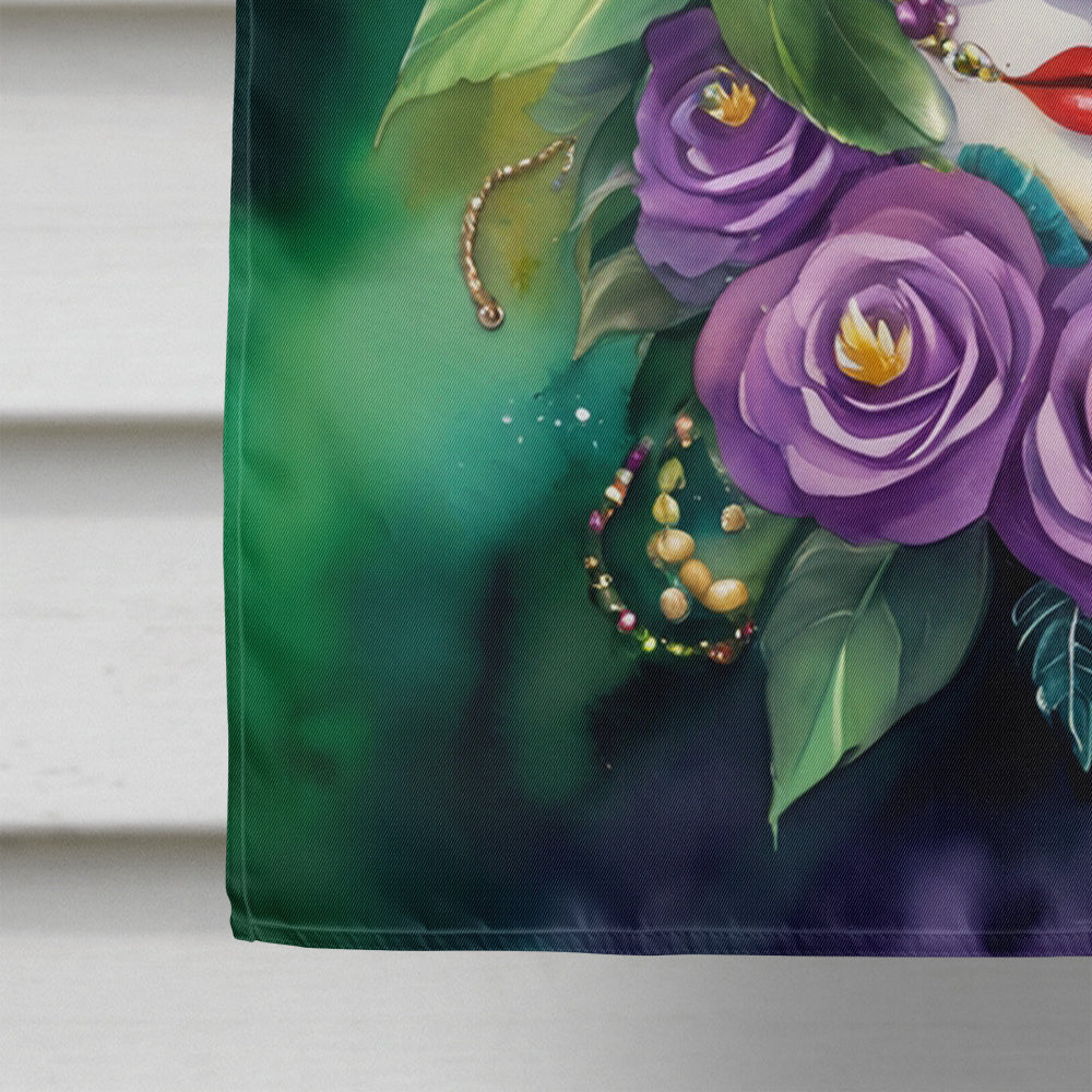 Mask Mardi Gras House Flag 28x40 Porch Sleeve Pole Decorative Outside Yard Banner Artwork Wall Hanging, Polyester