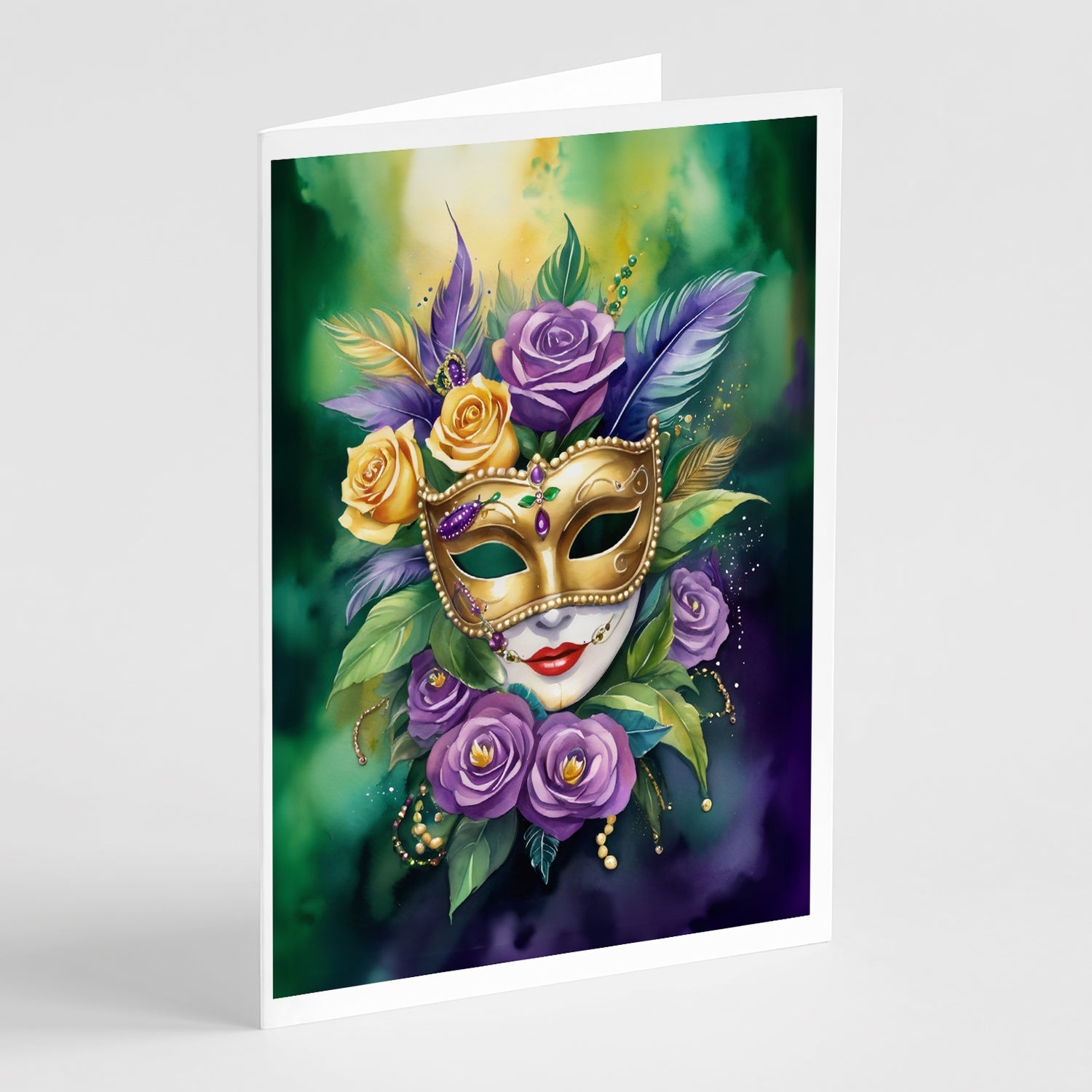 Mask Mardi Gras Greeting Cards Pack of 8 Blank Cards with Envelopes Whimsical A7 Size 5x7