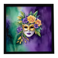 Mask Mardi Gras Framed Metal Print Bathroom, Kitchen, Office, Home Decor Wall Art Ready to Hang, Square, 8X8