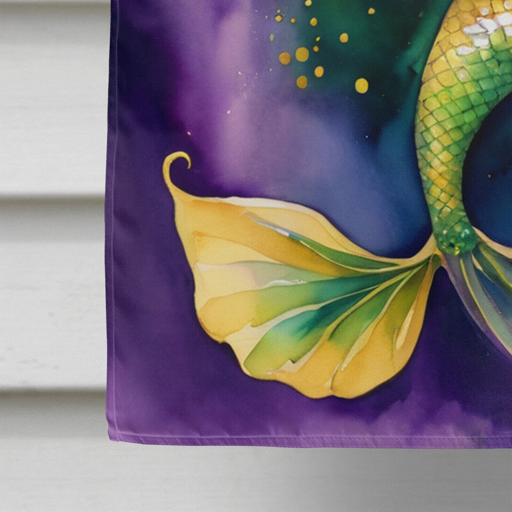 Mermaid Mardi Gras House Flag 28x40 Porch Sleeve Pole Decorative Outside Yard Banner Artwork Wall Hanging, Polyester