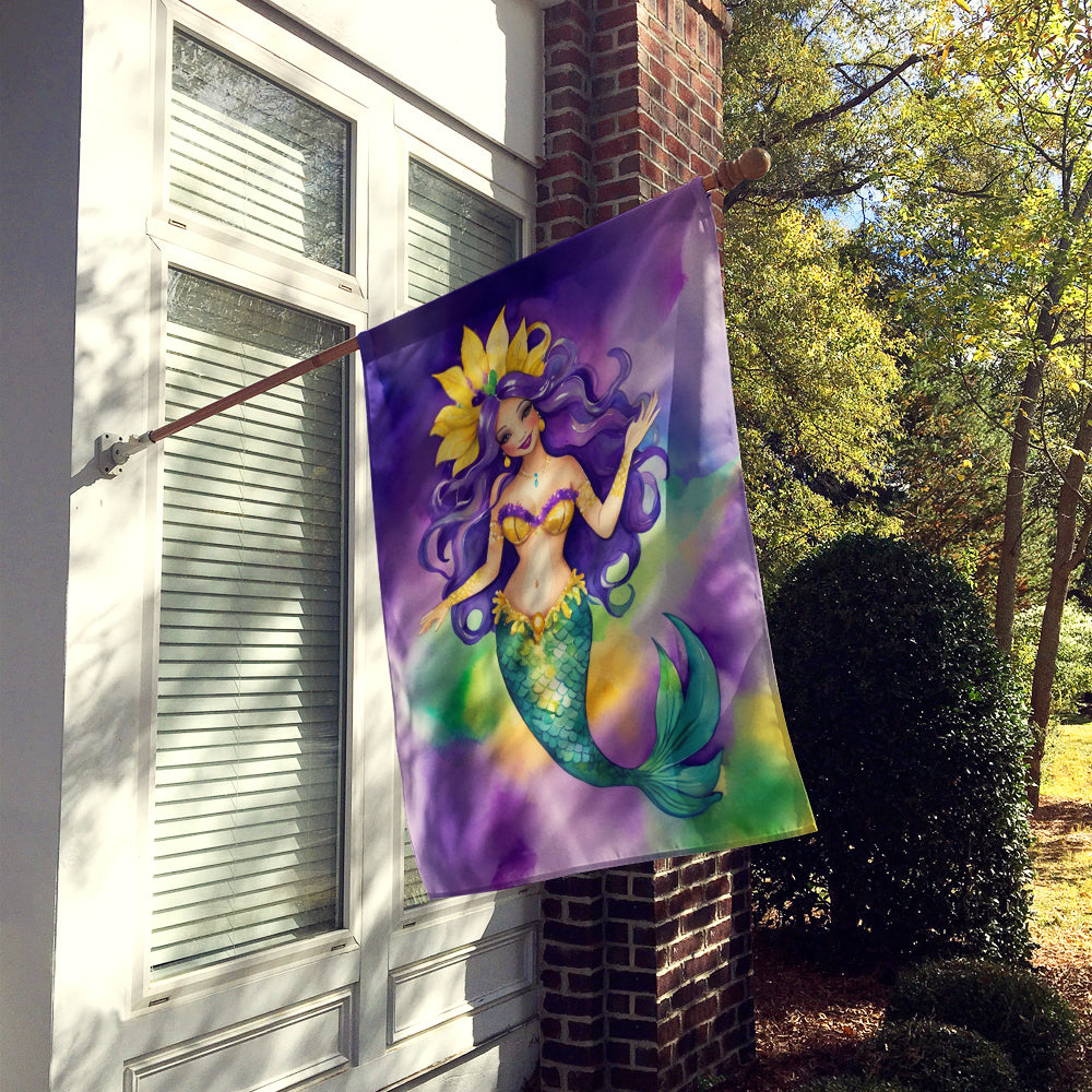 Mermaid Mardi Gras House Flag 28x40 Porch Sleeve Pole Decorative Outside Yard Banner Artwork Wall Hanging, Polyester