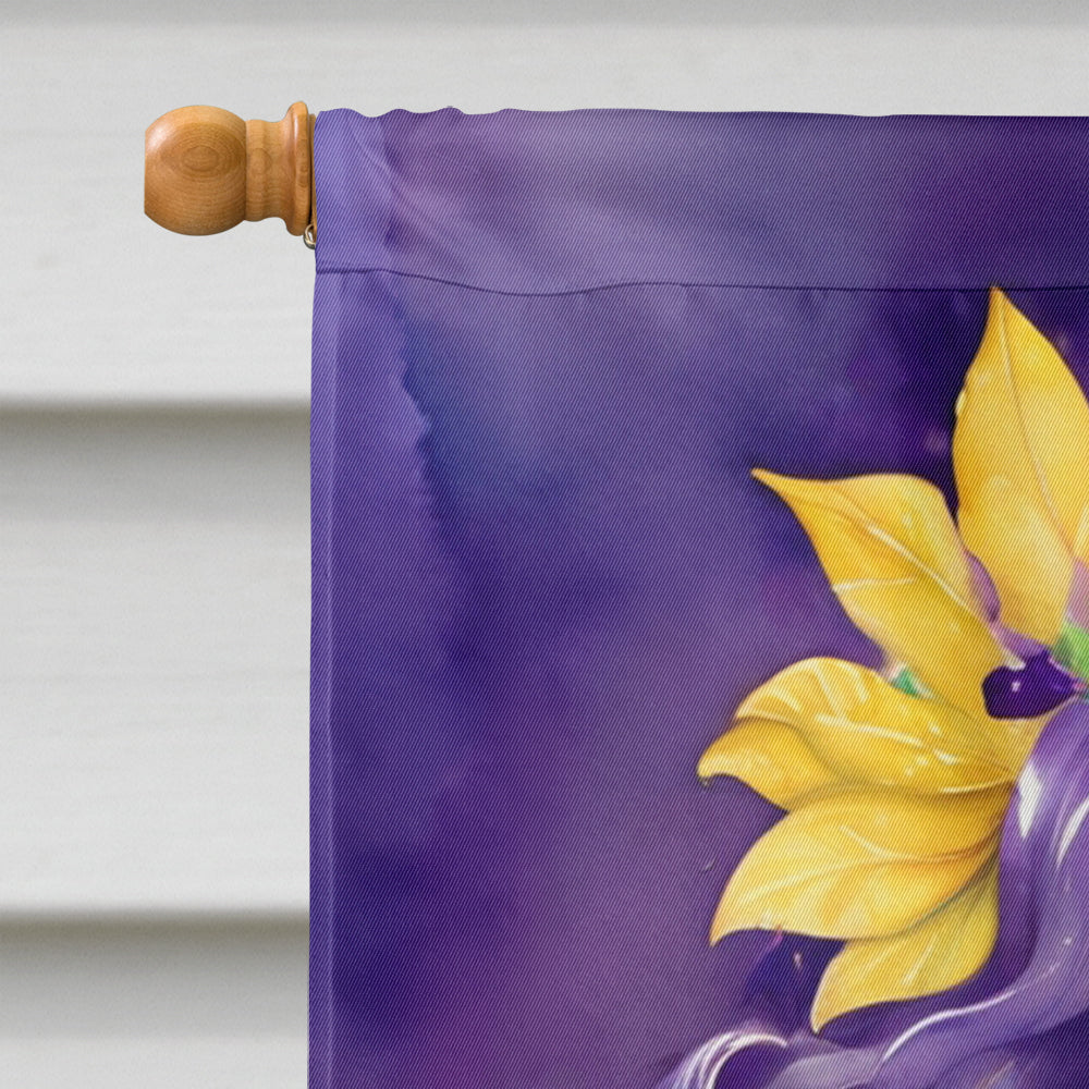 Mermaid Mardi Gras House Flag 28x40 Porch Sleeve Pole Decorative Outside Yard Banner Artwork Wall Hanging, Polyester