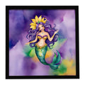 Mermaid Mardi Gras Framed Metal Print Bathroom, Kitchen, Office, Home Decor Wall Art Ready to Hang, Square, 8X8