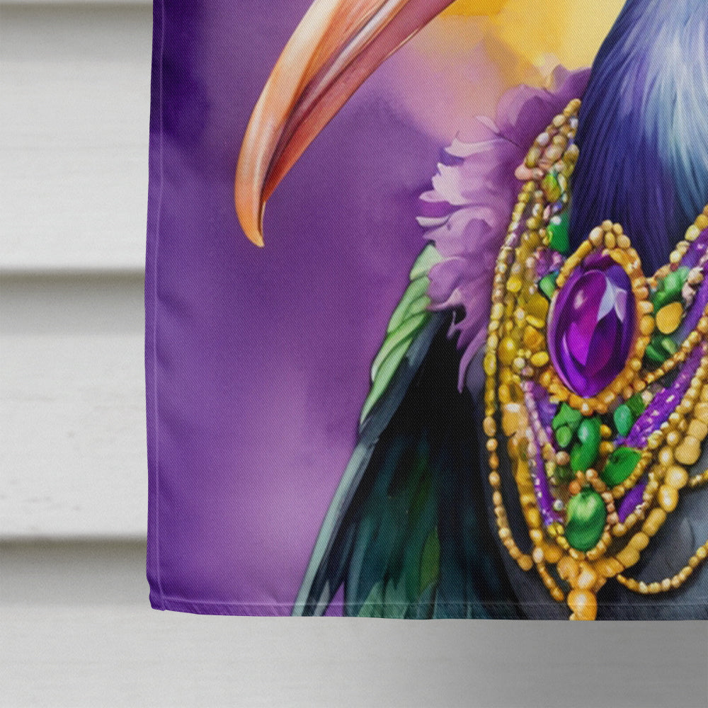 Pelican Mardi Gras House Flag 28x40 Porch Sleeve Pole Decorative Outside Yard Banner Artwork Wall Hanging, Polyester