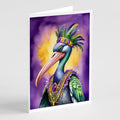 Pelican Mardi Gras Greeting Cards Pack of 8 Blank Cards with Envelopes Whimsical A7 Size 5x7