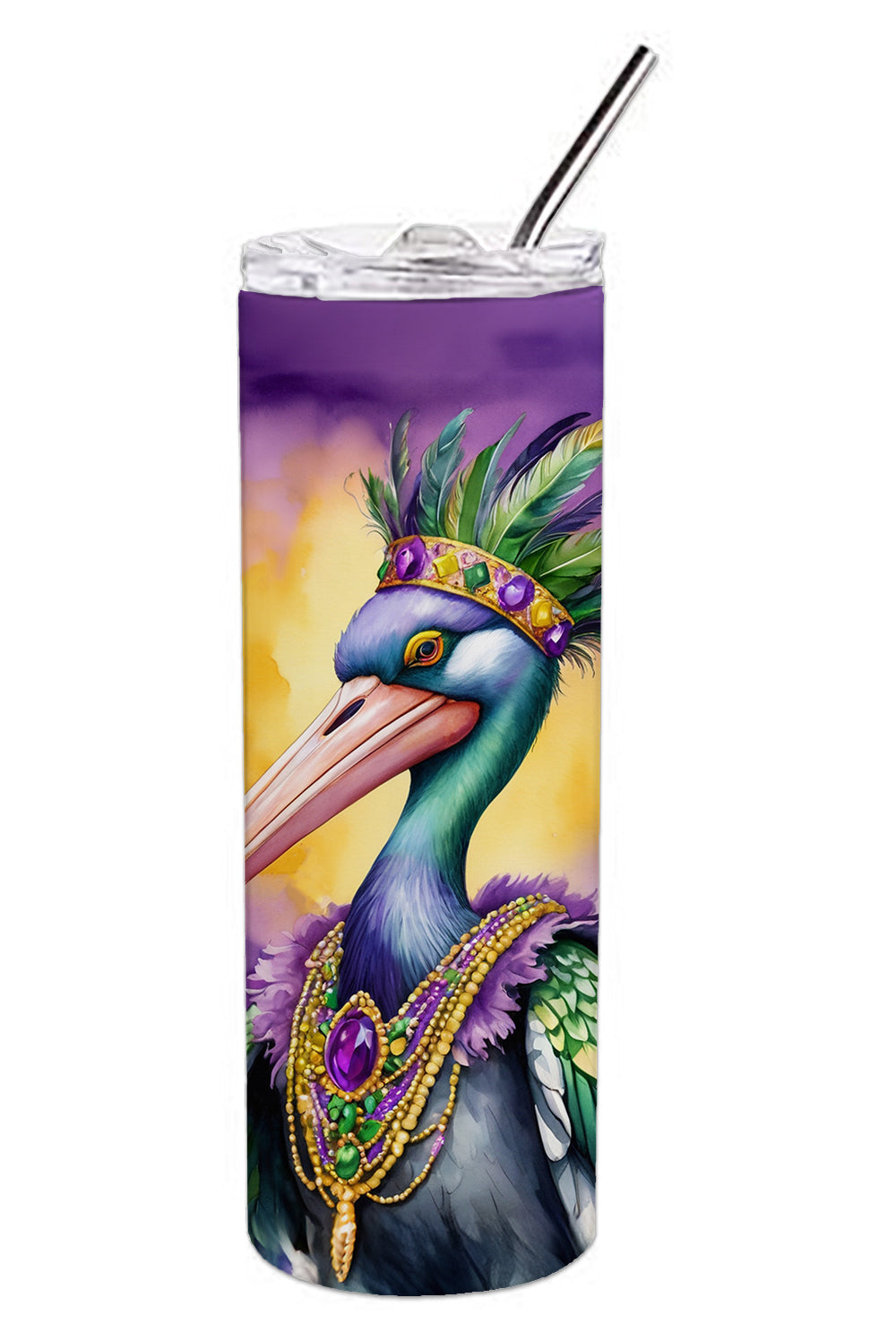 Pelican Mardi Gras Stainless Steel Skinny Tumbler 20 oz Vacuum Double Walled Reusable Insulated Travel Cup