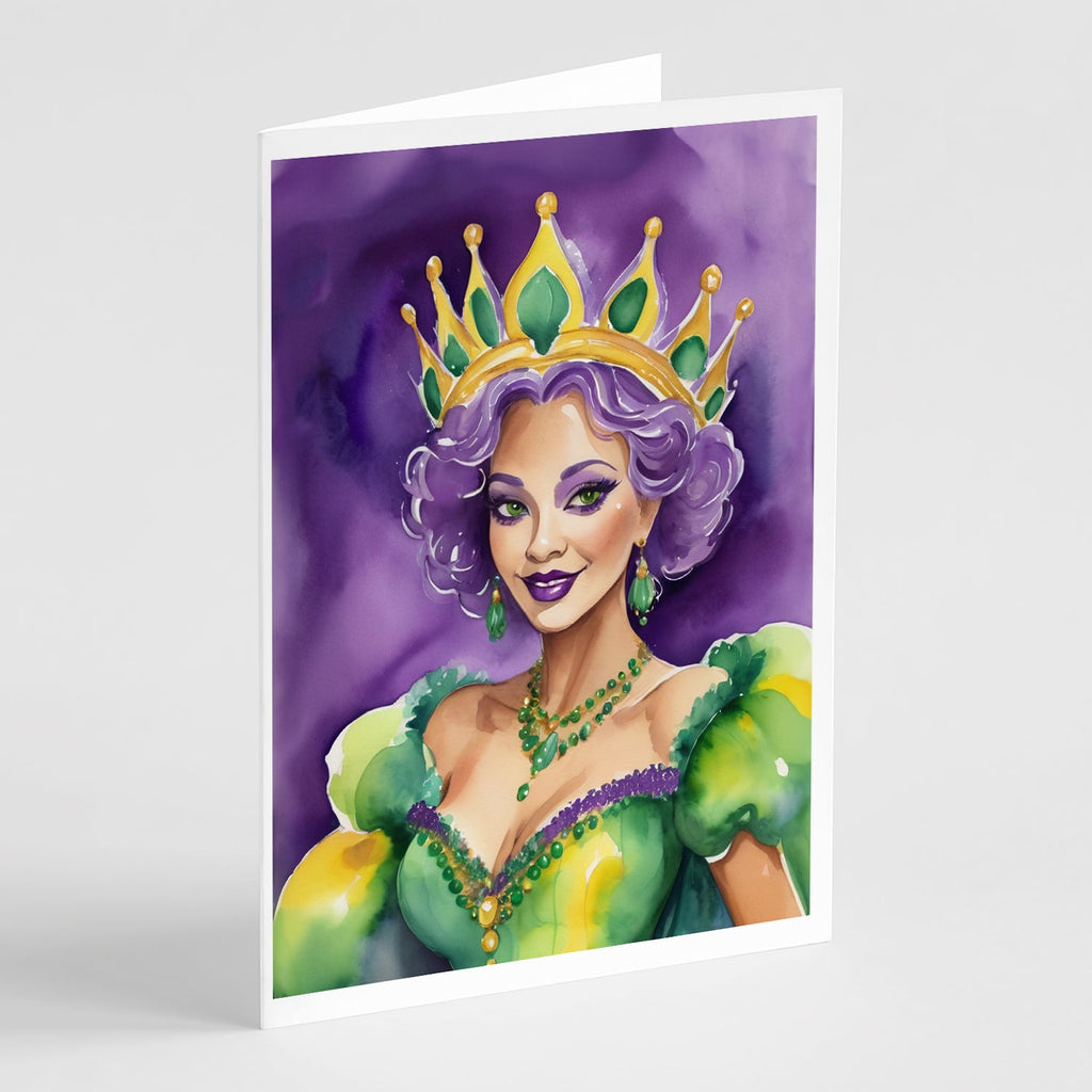 Queen of Mardi Gras Greeting Cards Pack of 8 Blank Cards with Envelopes Whimsical A7 Size 5x7
