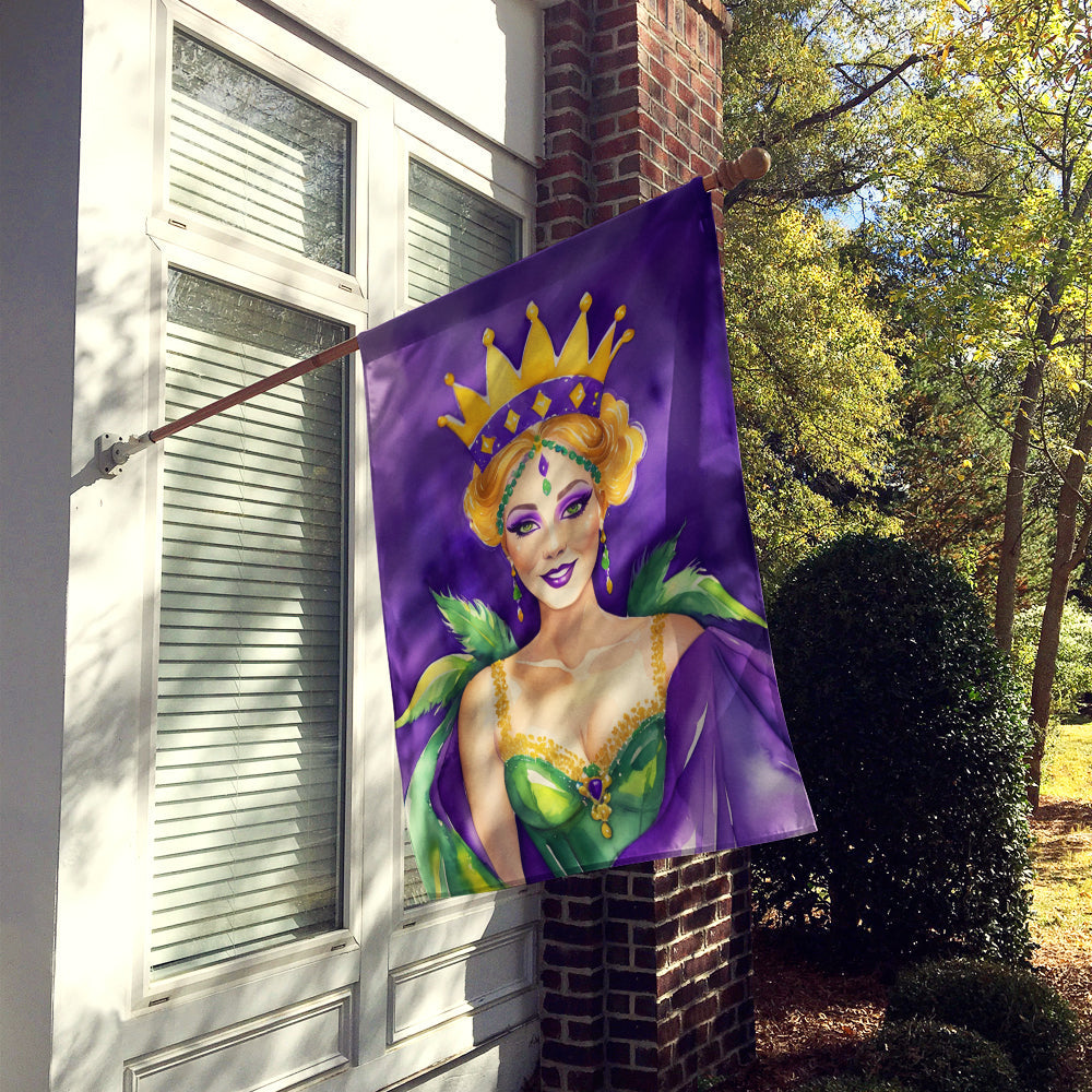 Queen of Mardi Gras House Flag 28x40 Porch Sleeve Pole Decorative Outside Yard Banner Artwork Wall Hanging, Polyester