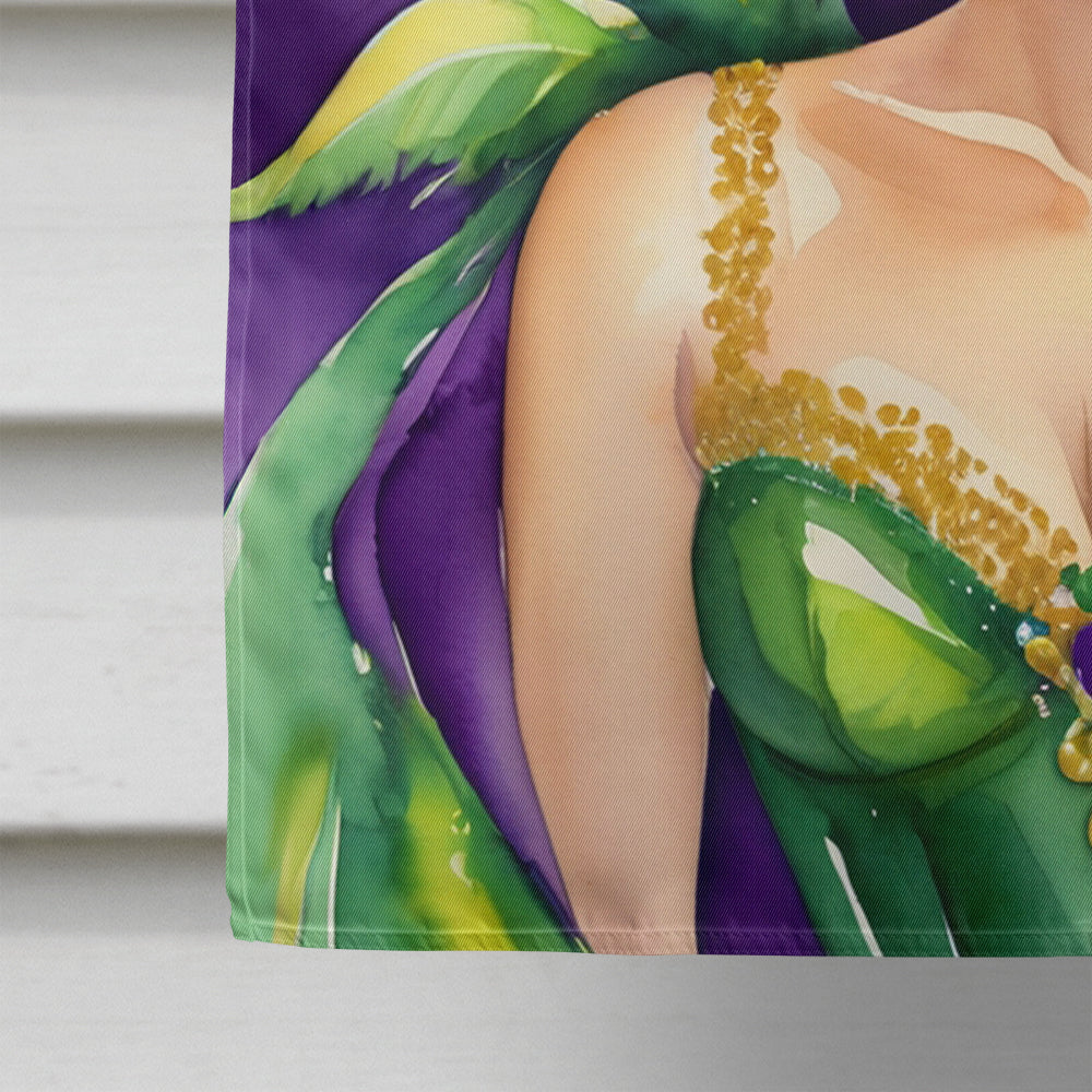 Queen of Mardi Gras House Flag 28x40 Porch Sleeve Pole Decorative Outside Yard Banner Artwork Wall Hanging, Polyester