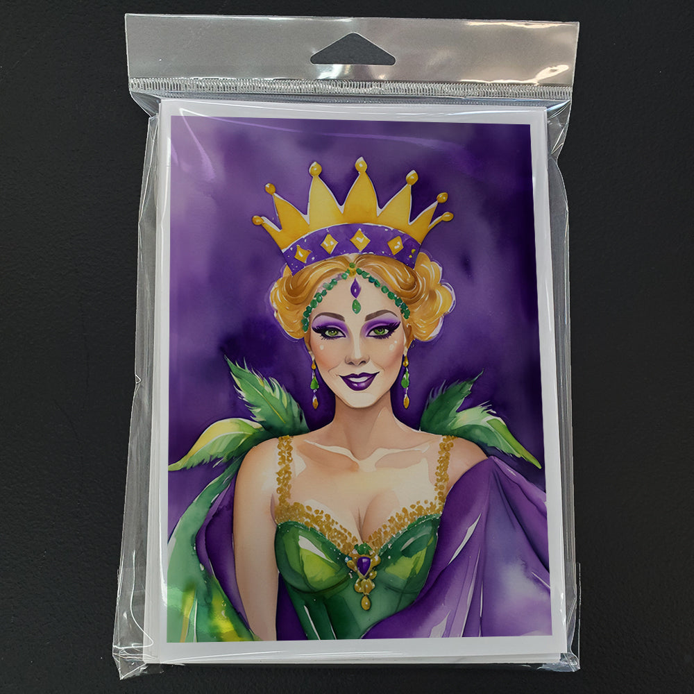 Queen of Mardi Gras Greeting Cards Pack of 8 Blank Cards with Envelopes Whimsical A7 Size 5x7
