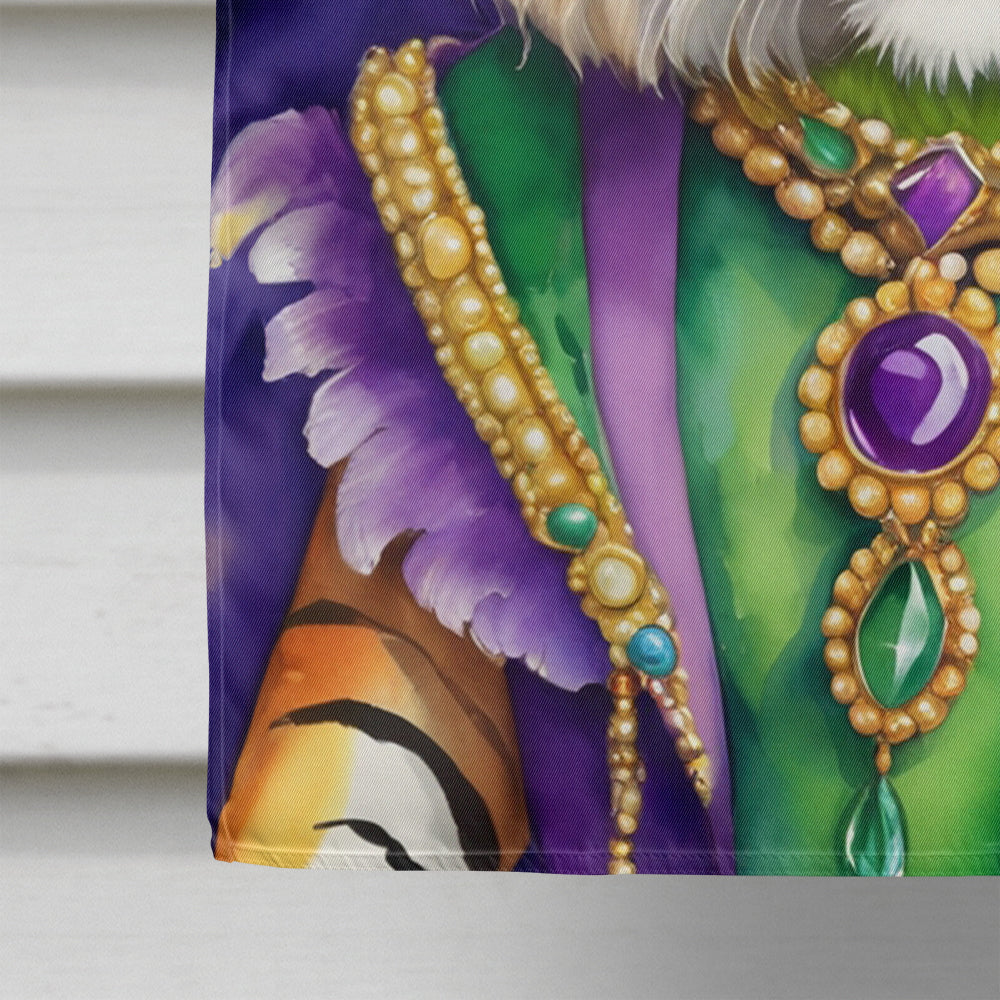 Tiger the King of Mardi Gras House Flag 28x40 Porch Sleeve Pole Decorative Outside Yard Banner Artwork Wall Hanging, Polyester
