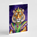 Tiger the King of Mardi Gras Greeting Cards Pack of 8 Blank Cards with Envelopes Whimsical A7 Size 5x7