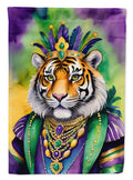 Tiger the King of Mardi Gras House Flag 28x40 Porch Sleeve Pole Decorative Outside Yard Banner Artwork Wall Hanging, Polyester