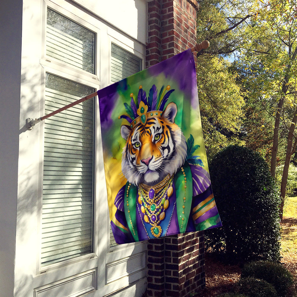 Tiger the King of Mardi Gras House Flag 28x40 Porch Sleeve Pole Decorative Outside Yard Banner Artwork Wall Hanging, Polyester