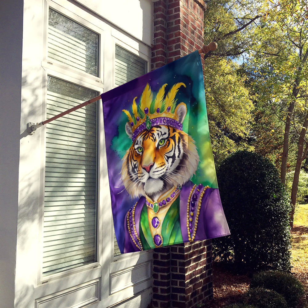 Tiger the King of Mardi Gras House Flag 28x40 Porch Sleeve Pole Decorative Outside Yard Banner Artwork Wall Hanging, Polyester