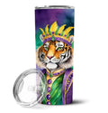 Tiger the King of Mardi Gras Stainless Steel Skinny Tumbler 20 oz Vacuum Double Walled Reusable Insulated Travel Cup
