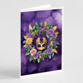 Wreath Mardi Gras Greeting Cards Pack of 8 Blank Cards with Envelopes Whimsical A7 Size 5x7