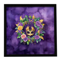 Wreath Mardi Gras Framed Metal Print Bathroom, Kitchen, Office, Home Decor Wall Art Ready to Hang, Square, 8X8