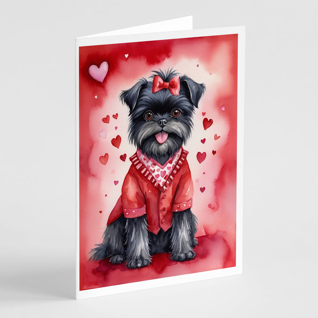 Affenpinscher My Valentine Greeting Cards Pack of 8 Blank Cards with Envelopes Whimsical A7 Size 5x7