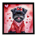 Affenpinscher My Valentine Framed Metal Print Bathroom, Kitchen, Office, Home Decor Wall Art Ready to Hang, Square, 8X8