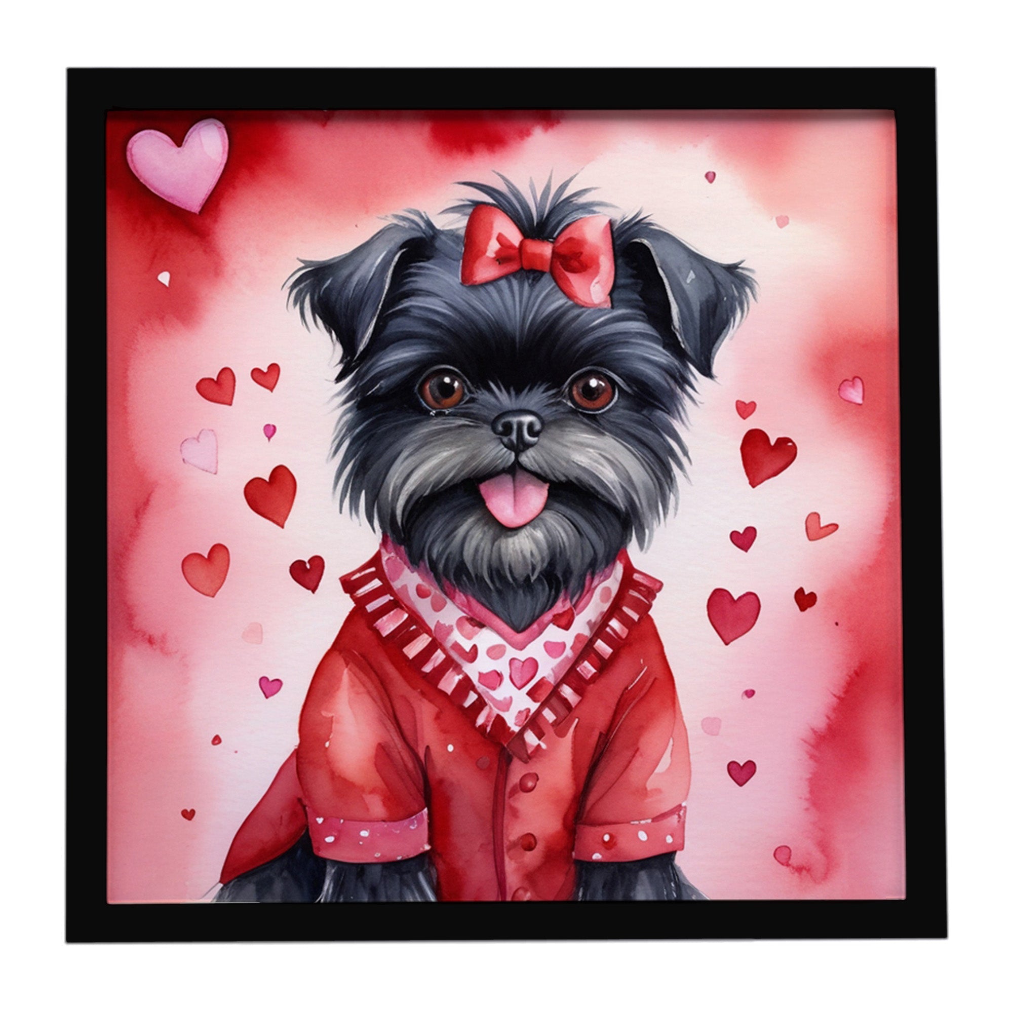 Affenpinscher My Valentine Framed Metal Print Bathroom, Kitchen, Office, Home Decor Wall Art Ready to Hang, Square, 8X8