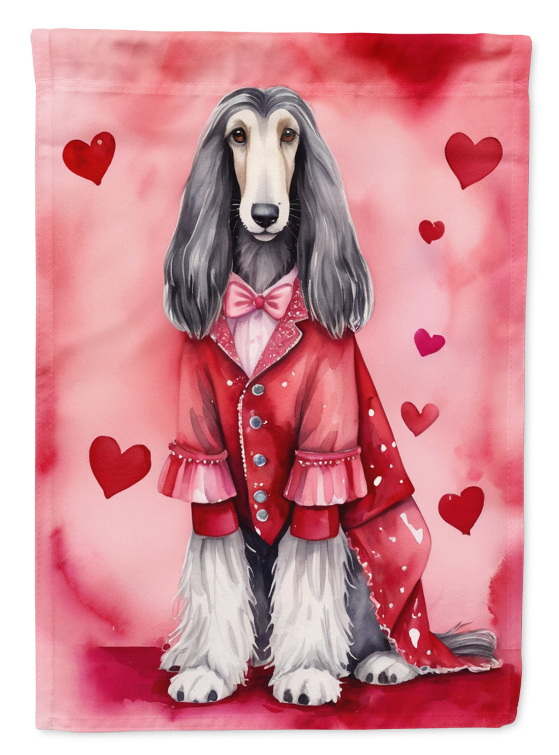 Afghan Hound My Valentine House Flag 28x40 Porch Sleeve Pole Decorative Outside Yard Banner Artwork Wall Hanging, Polyester