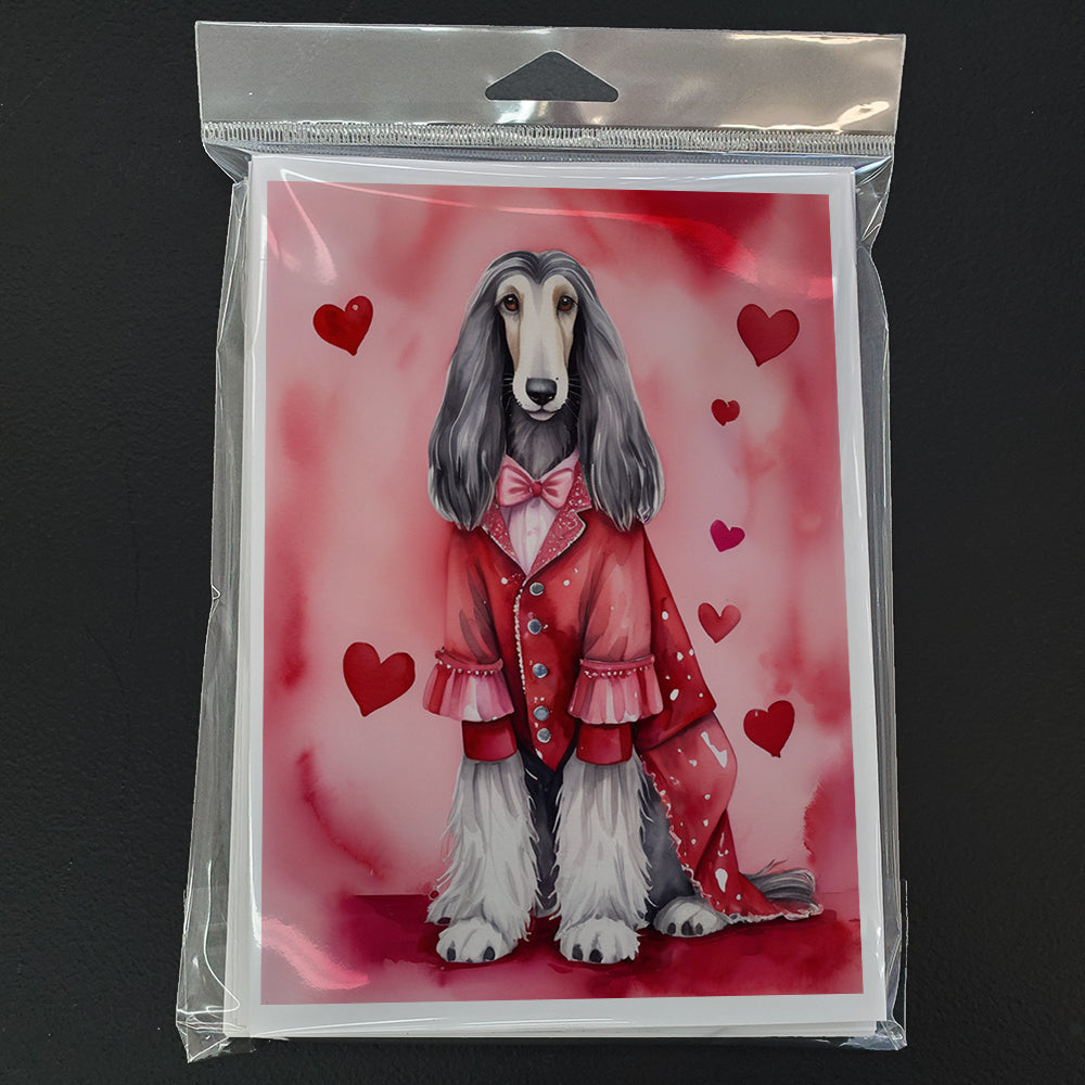 Afghan Hound My Valentine Greeting Cards Pack of 8 Blank Cards with Envelopes Whimsical A7 Size 5x7