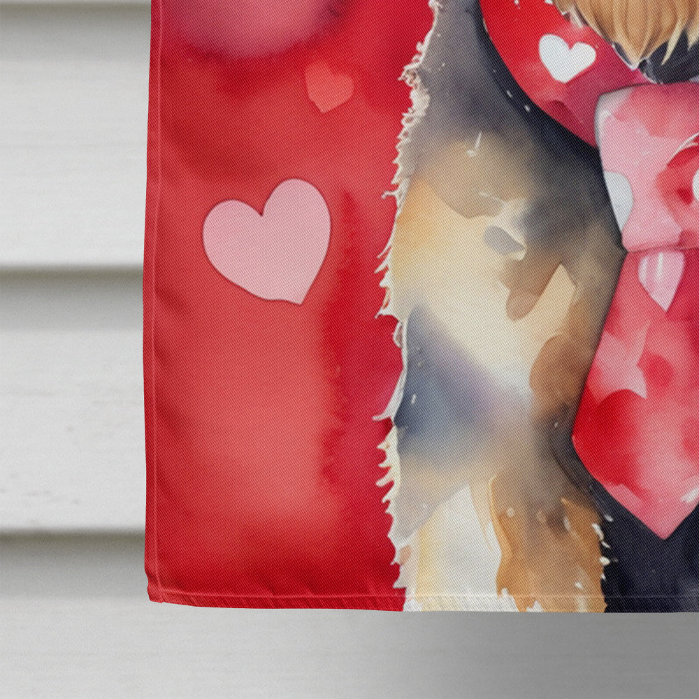 Airedale Terrier My Valentine House Flag 28x40 Porch Sleeve Pole Decorative Outside Yard Banner Artwork Wall Hanging, Polyester