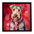 Airedale Terrier My Valentine Framed Metal Print Bathroom, Kitchen, Office, Home Decor Wall Art Ready to Hang, Square, 8X8