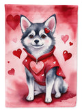 Alaskan Klee Kai My Valentine House Flag 28x40 Porch Sleeve Pole Decorative Outside Yard Banner Artwork Wall Hanging, Polyester