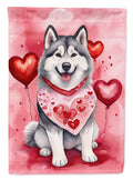 Alaskan Malamute My Valentine House Flag 28x40 Porch Sleeve Pole Decorative Outside Yard Banner Artwork Wall Hanging, Polyester
